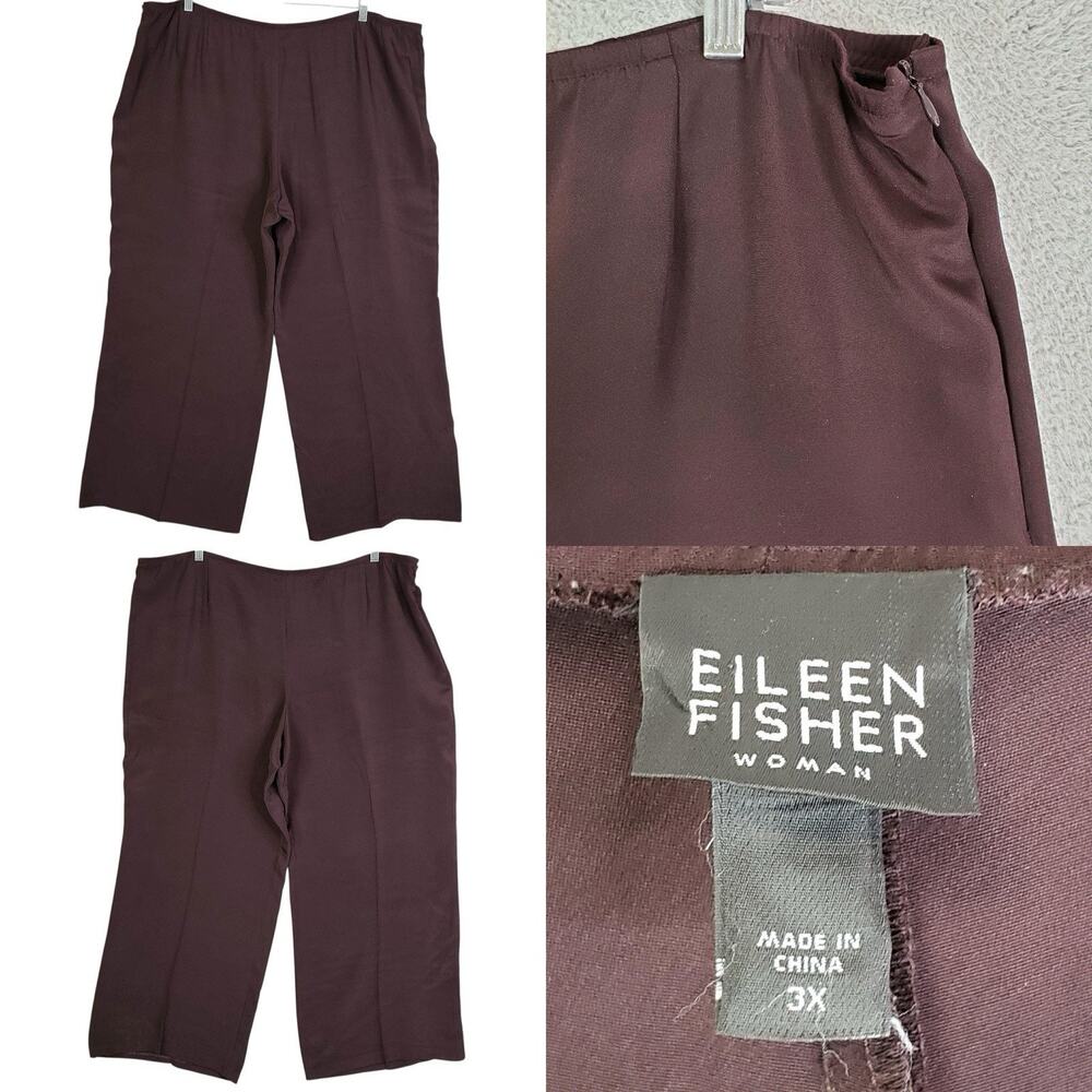 Eileen Fisher Pants Women’s Plus Size 3X Brown Cropped Straight Leg Stretch
